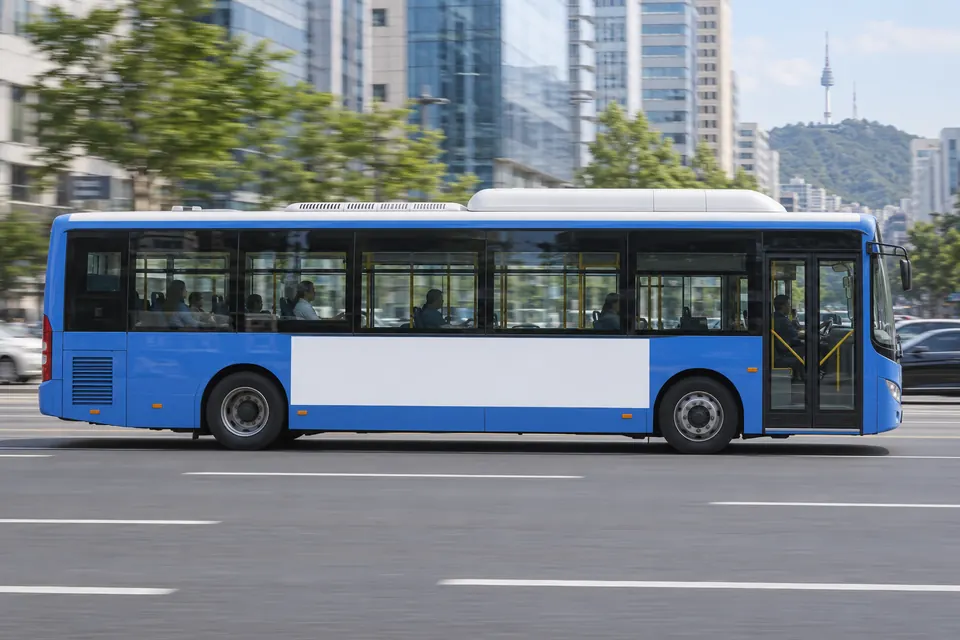 옆면 홍보판이 비어 있는 시내버스