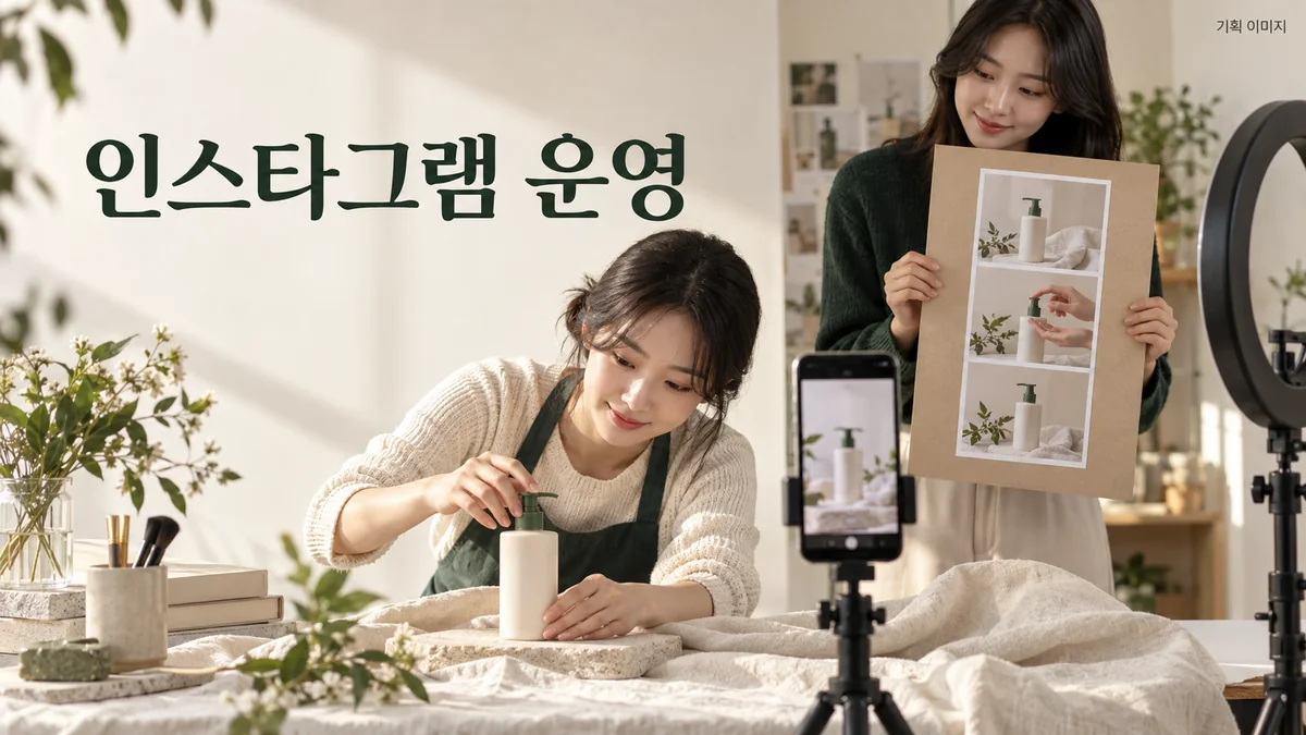 제품 장면과 세로 영상 구성을 준비하는 인스타그램 운영 기획 장면