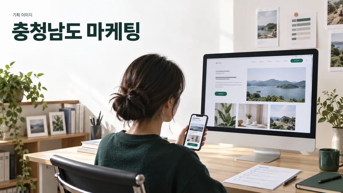 홈페이지를 다양한 화면 크기로 확인하며 콘텐츠 배치를 점검하는 기획 이미지