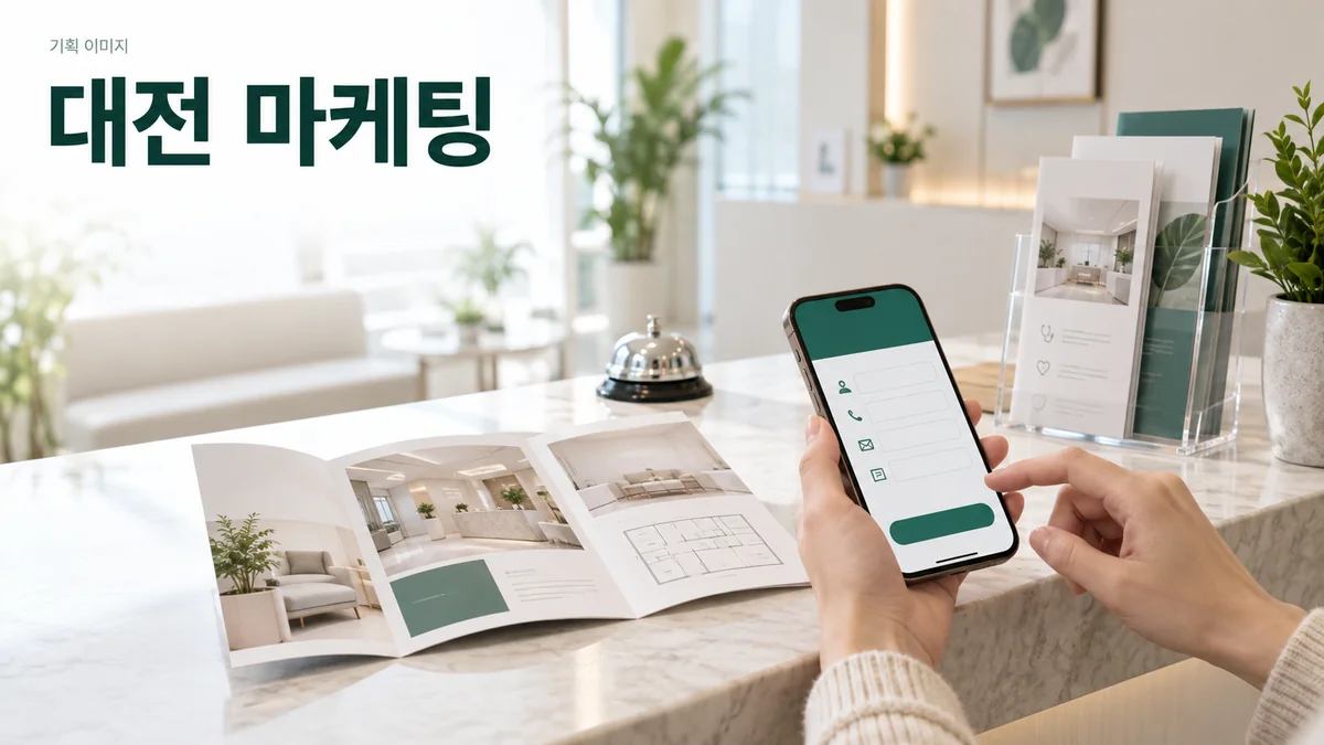 의료기관의 방문 안내와 모바일 문의 화면을 함께 확인하는 기획 이미지