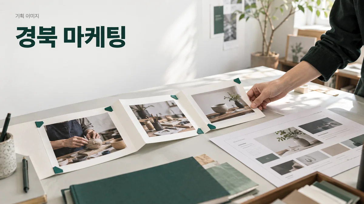 체험 소개 콘텐츠와 홈페이지에 쓸 사진의 순서를 검토하는 기획 이미지