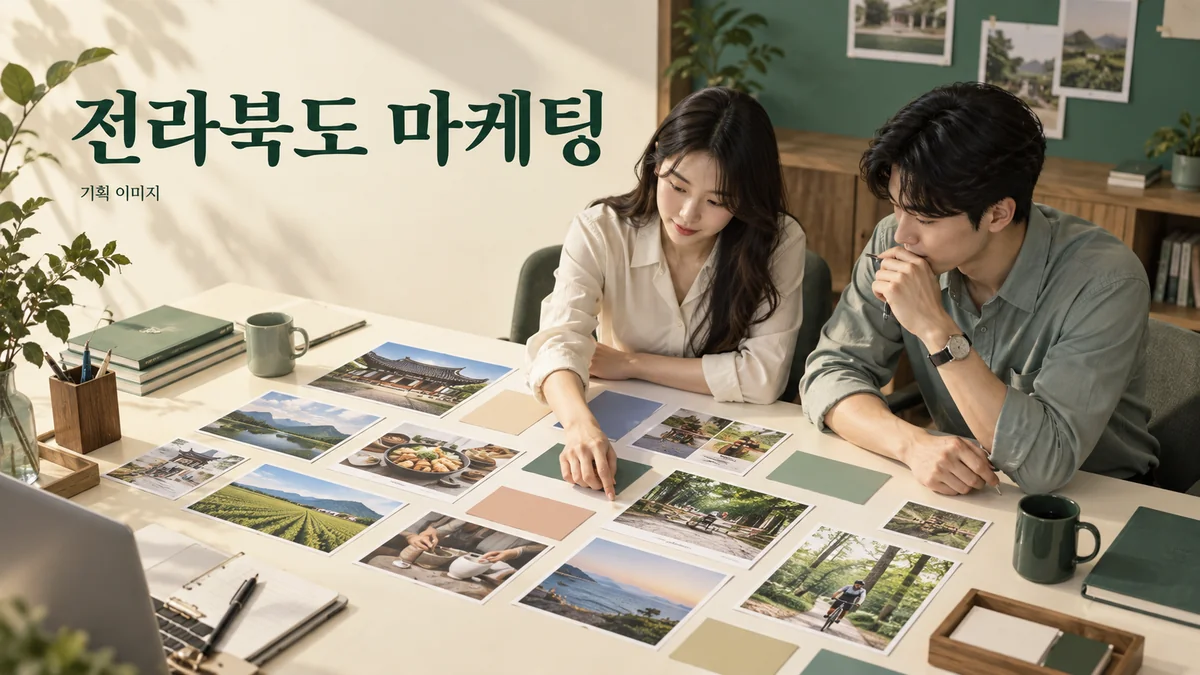 영업 권역과 서비스별 안내를 나누는 전라북도 마케팅 기획 장면