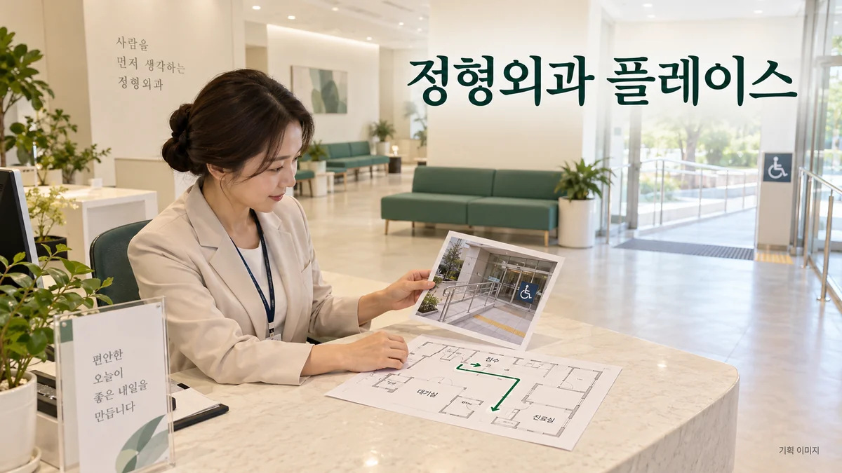 정형외과의 출입 동선과 방문 안내를 점검하는 플레이스 운영 기획 장면